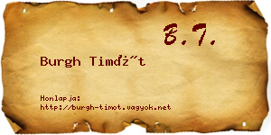 Burgh Timót névjegykártya